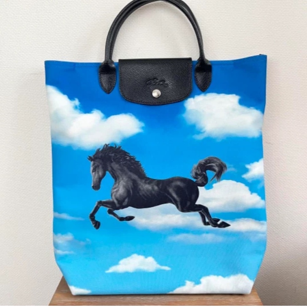 👀DISO👀 Longchamp Black Stallion in Clouds Tote